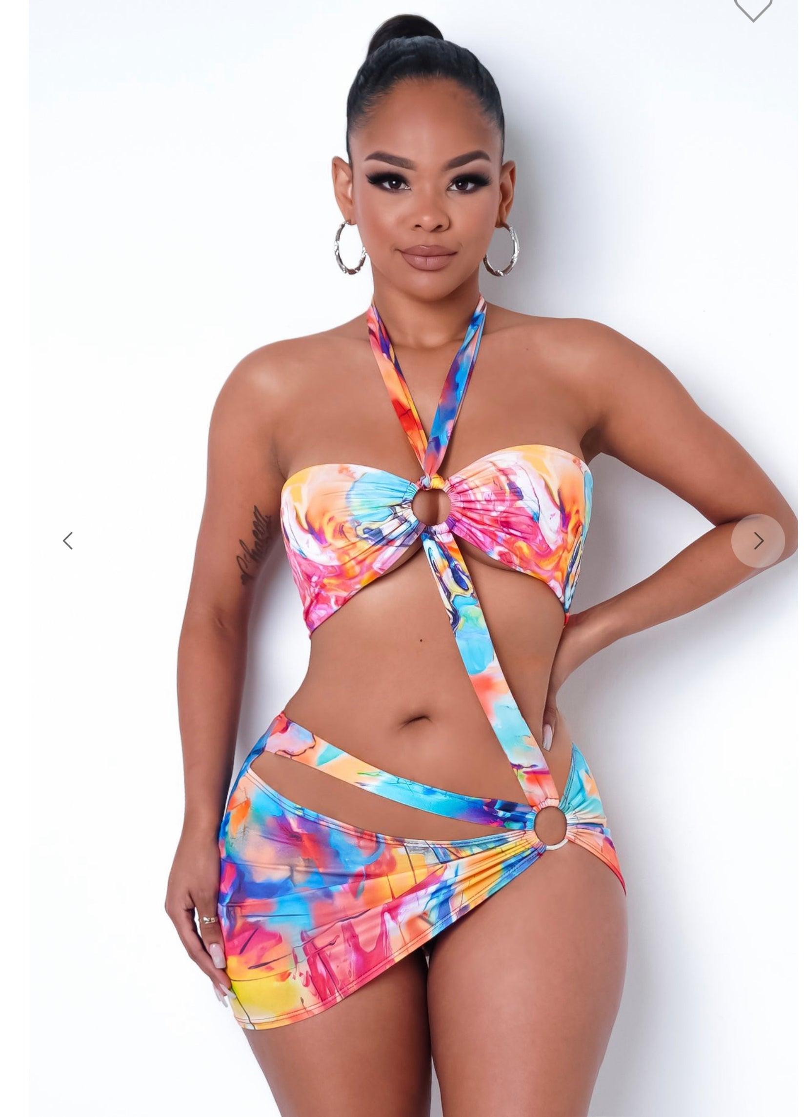 Seaside-Print Two-Piece Swimsuit